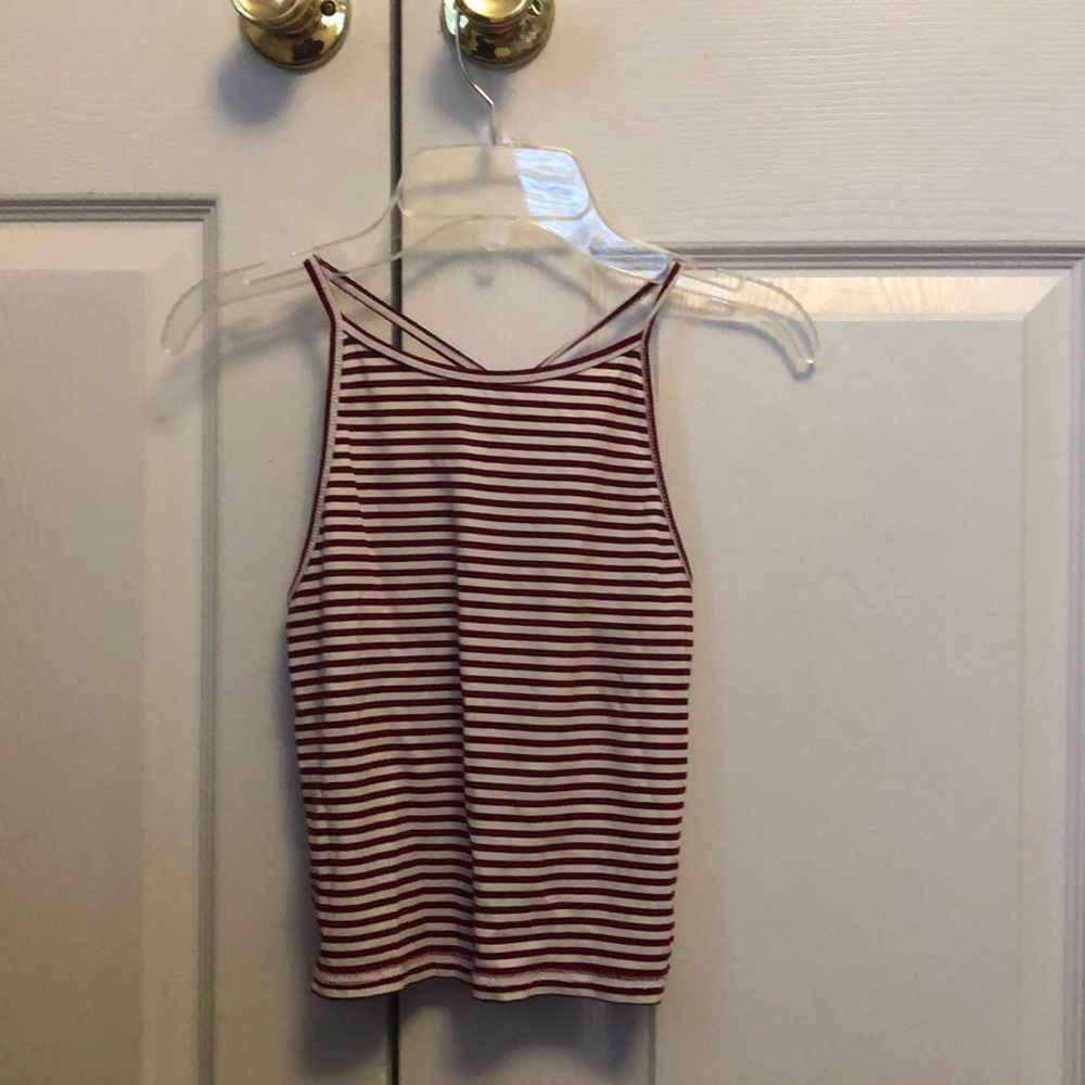 RED AND WHITE STRIPED HALTER TANK